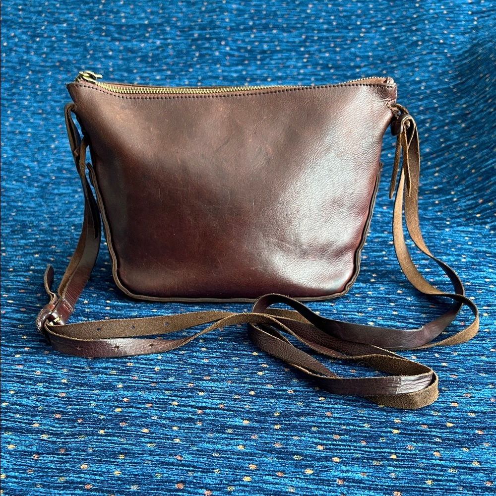 Madewell “Marin” Brown Leather crossbody with leather detailing **some flaws**